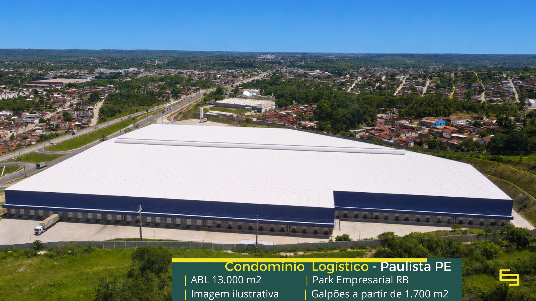 Galpão logístico em Paulista PE (1) Galpão Para Alugar em Paulista PE - Park Empresarial RB. Aluguel de galpões em Paulista com segurança e portaria, docas, amplo pátio