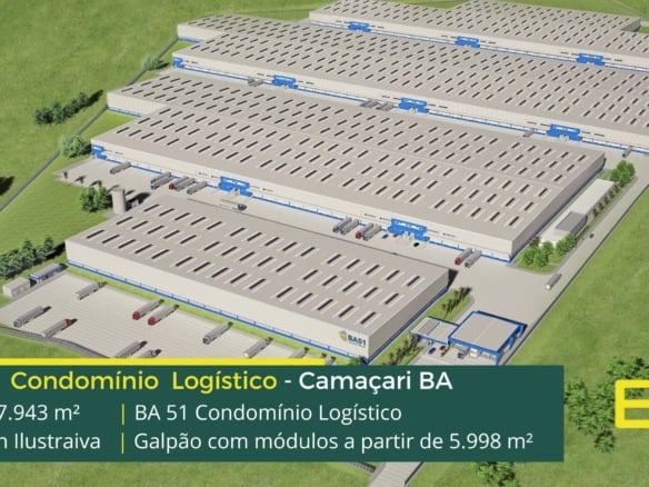 Aluguel de Galpão em Camaçari BA - Condomínio BA51. Galpões logísticos em Camaçari BA com portaria e segurança 24 horas, pátio e docas