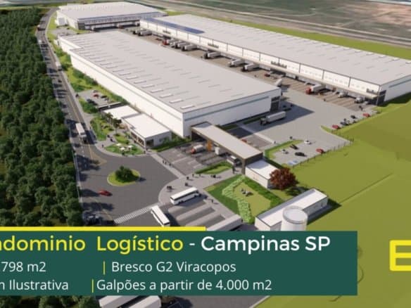 Aluguel de galpão logístico em Campinas - Bresco G2 Viracopos. Locação de galpões em Campinas SP em Condomínio com segurança, docas, pátio