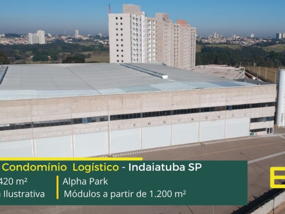 Galpão para alugar em condomínio logístico em Indaiatuba SP no Condomínio Industrial Alpha Park, com portaria 24 horas, docas, pátio, CFTV
