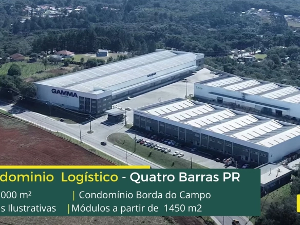 Galpão em Quatro Barras PR - Condomínio Borda do Campo. Aluguel de galpões em Quatro Barras PR, a partir de 1450 m2, com altura de 8 metros.