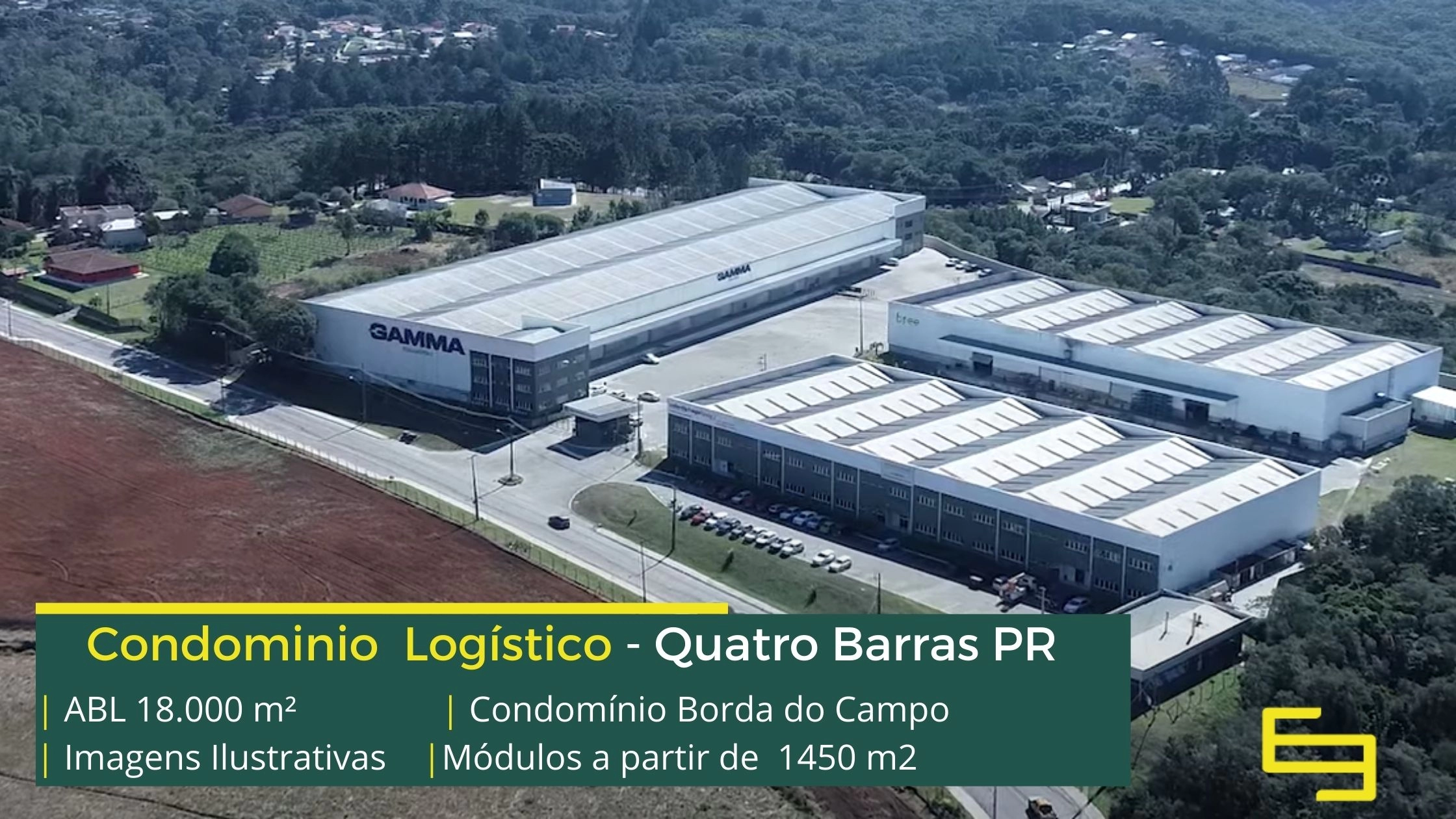 Galpão em Quatro Barras PR - Condomínio Borda do Campo. Aluguel de galpões em Quatro Barras PR, a partir de 1450 m2, com altura de 8 metros.