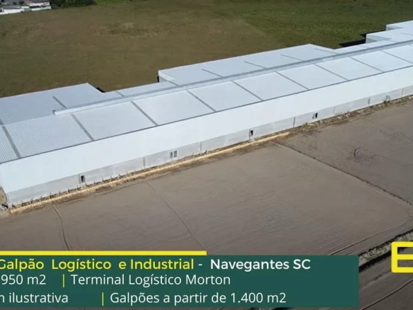 Galpão Logístico Itajaí SC - Terminal Logístico Morton. Aluguel de galpões em Itajaí SC, para logística. Docas, altura de 12 metros, pátio