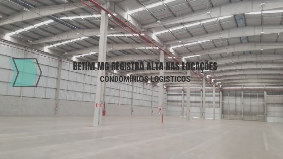 Galpão logístico em Betim MG. Região Metropolitana Registra Forte Demanda de Empresas Interessadas em Alugar Galpões em Condomínios. Vacância esta baixa.