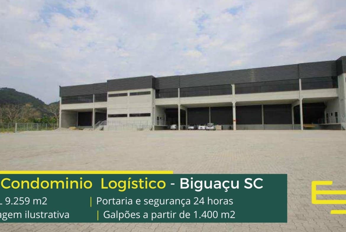 Galpões em Biguaçu SC - Centro Empresarial Biguaçu. Galpão para alugar na Região Metropolitana de Florianópolis SC com docas, portaria 24 hs