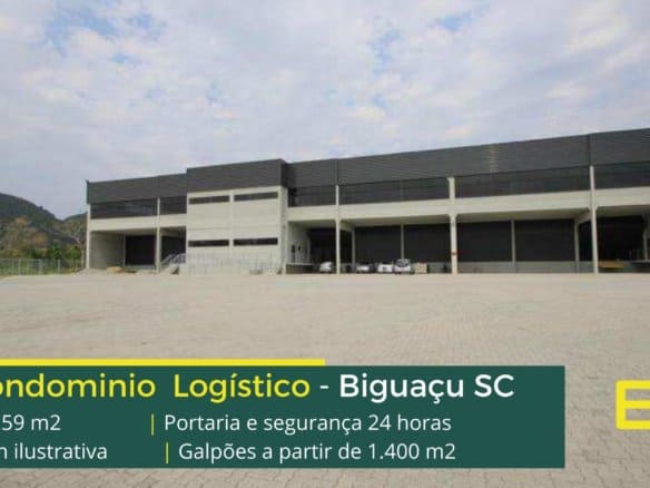 Galpões em Biguaçu SC - Centro Empresarial Biguaçu. Galpão para alugar na Região Metropolitana de Florianópolis SC com docas, portaria 24 hs