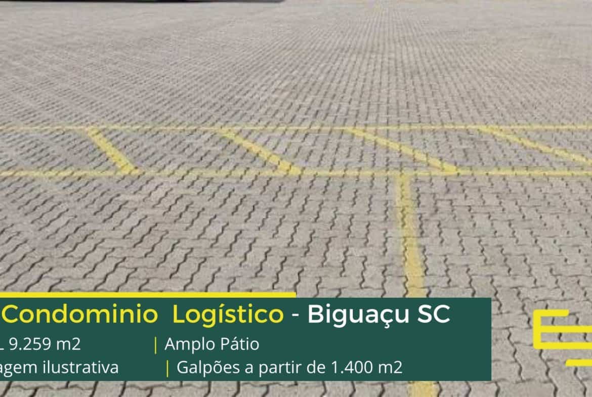 Galpões em Biguaçu SC - Centro Empresarial Biguaçu. Condomínio que conta com Portaria e Segurança 24 horas. Altura de 9 a 12 metros. Piso Polido, Vestiários