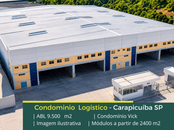 Aluguel de Galpão em Carapicuíba SP. Condomínio Vick. Portaria e segurança 24 hs. Docas para carga e descarga, altura de 12 metros