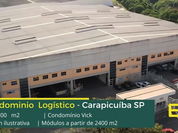 Aluguel de Galpão em Carapicuíba SP. Condomínio Vick. Portaria e segurança 24 hs. Docas para carga e descarga, altura de 12 metros