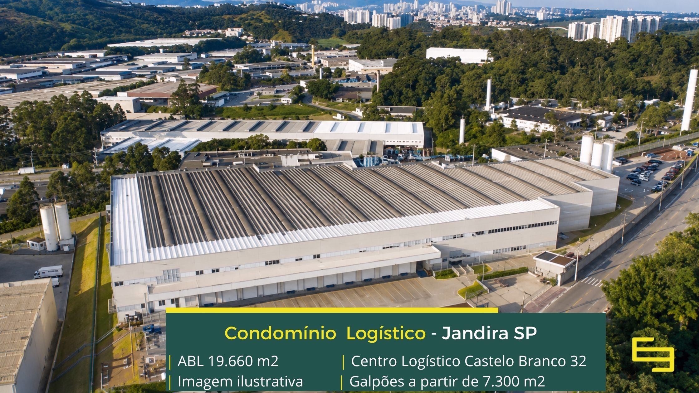 Aluguel de Galpões em Jandira SP - Castelo Branco 32. Galpão com portaria 24 Horas. Docas e Amplo Pátio de manobras e docas para carga