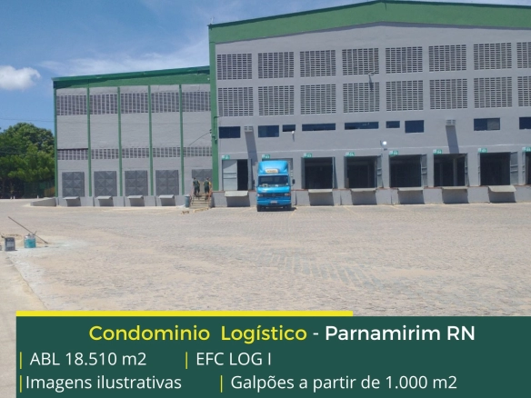Galpão Logístico em Natal - EFC LOG. Condomínio conta com portaria e segurança 24 h, além de galpões a partir de 1000 m² com docas e pátio.