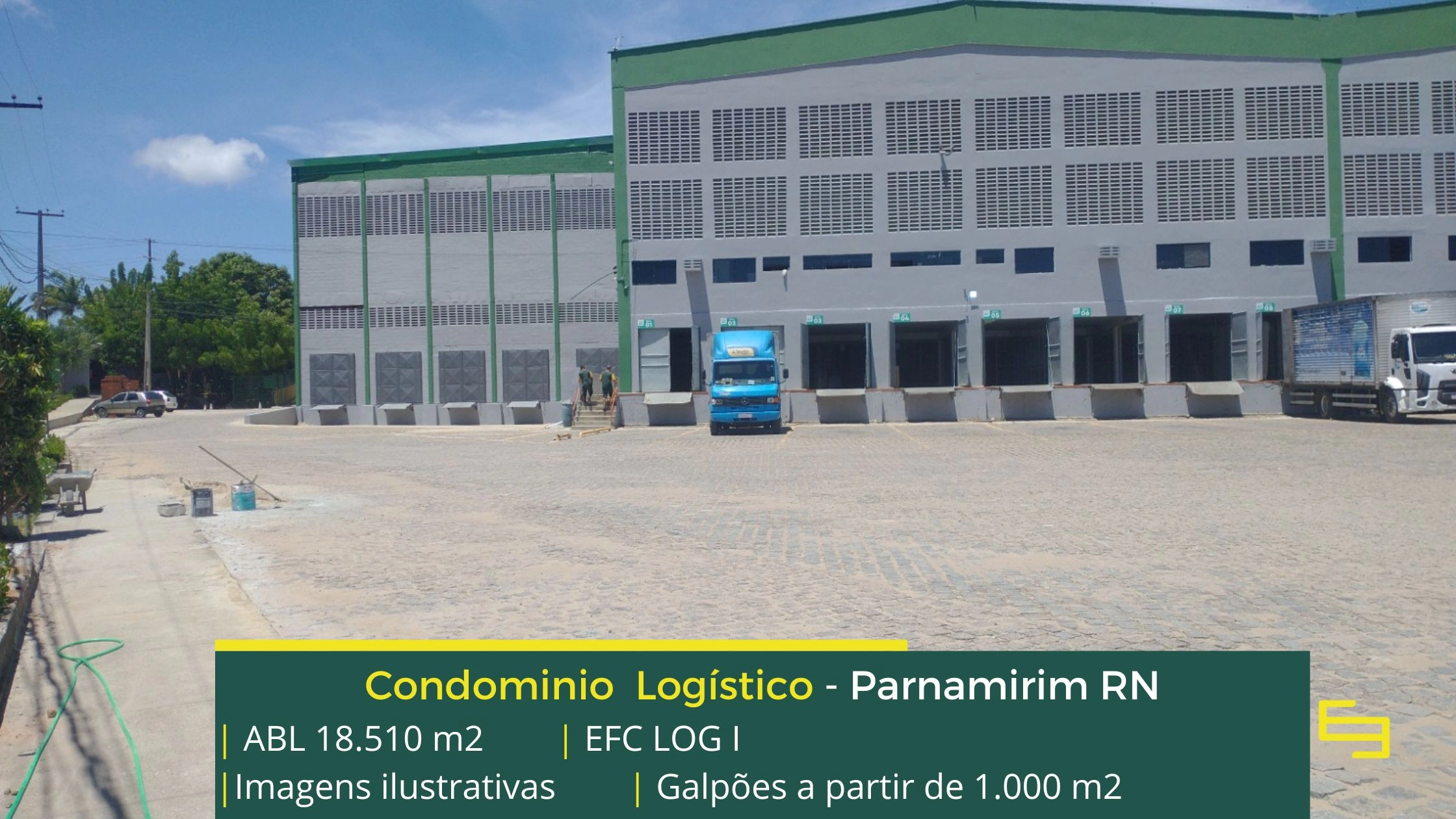 Galpão Logístico em Natal - EFC LOG. Condomínio conta com portaria e segurança 24 h, além de galpões a partir de 1000 m² com docas e pátio.