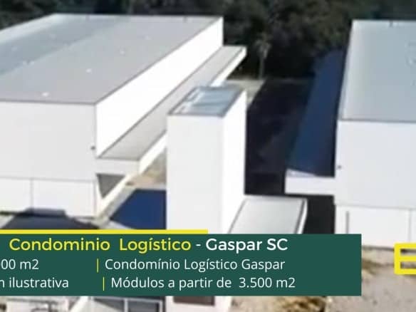 Aluguel de Galpão em Gaspar SC. Condomínio logístico com portaria 24 horas, pátio, galpões em Gaspar SC com docas, pátio e estacionamento