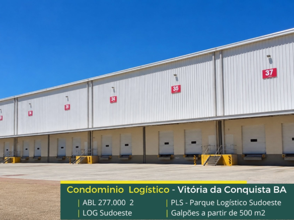 Aluguel de Galpão em Vitória da Conquista BA. PLS – Parque Logístico do Sudoeste. Galpões em Vitória da Conquista com docas, pátio, portaria