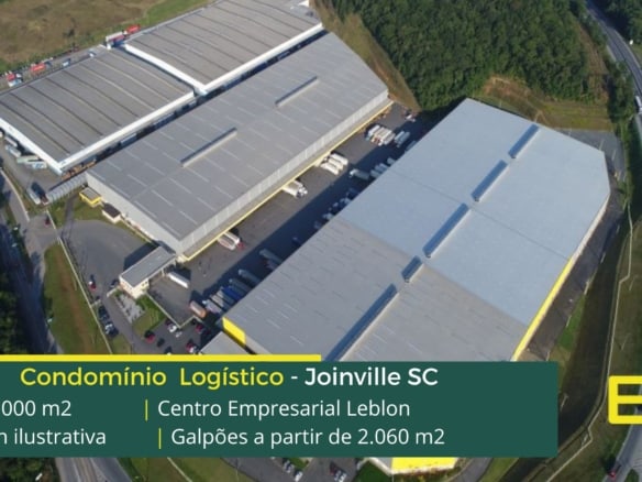 Locação de galpão em Joinville SC - Centro Empresarial Leblon. Galpão/Barracões/Armazéns para alugar em Joinville SC.