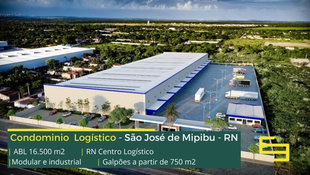 Aluguel de Galpão Logístico em Natal. Condomínio com galpões para locação a partir de 750 m2 com 11 metros de altura. Com portaria 24 horas.