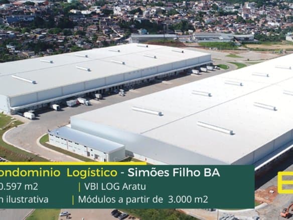 Aluguel de galpão em Simões Filho BA - VBI LOG Aratu. Condomínio com módulos a partir de 3000 m2 com docas, altura de 12 metros.