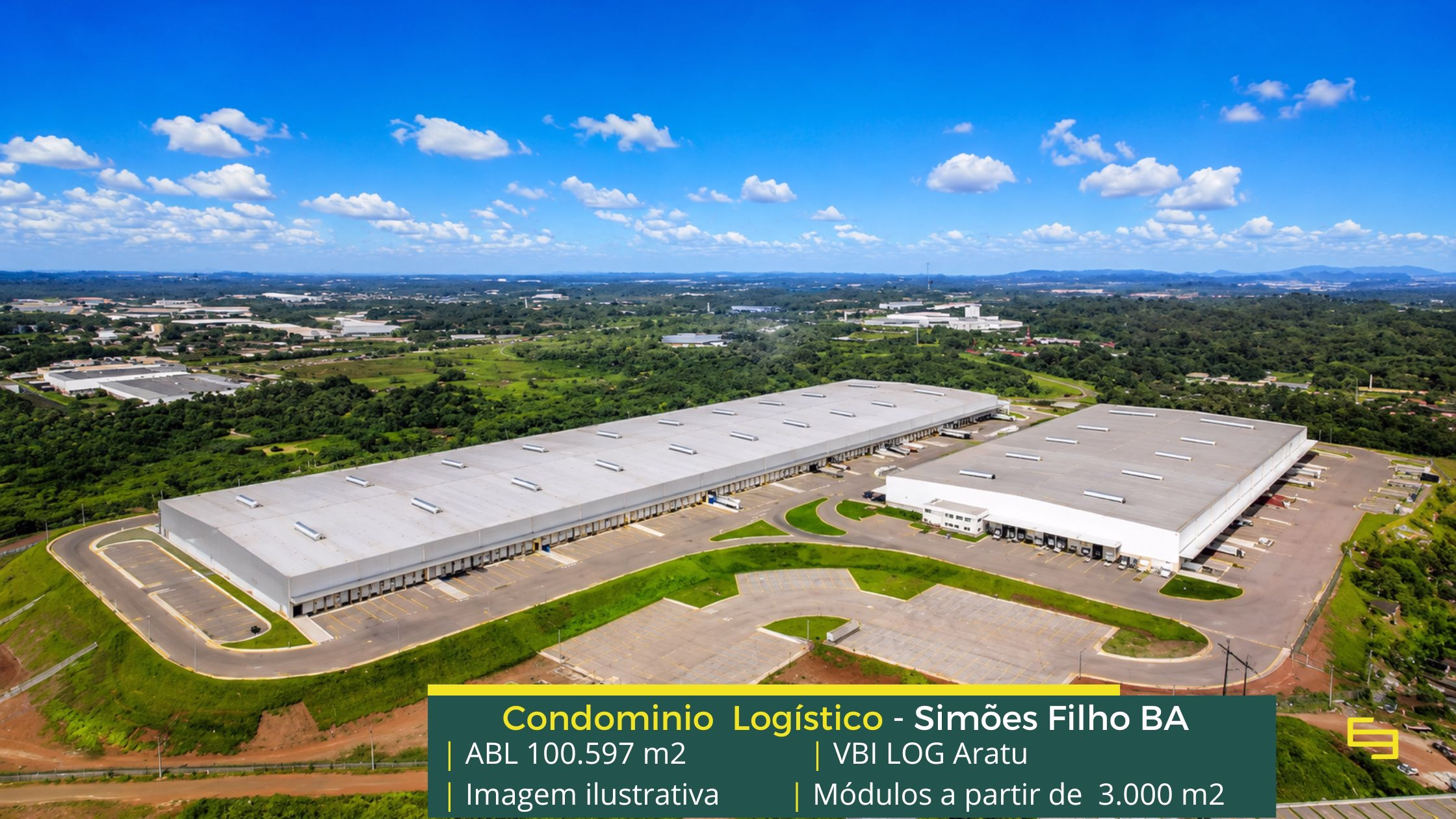 Aluguel de galpão em Simões Filho BA - VBI LOG Aratu. Galpão para alugar em Simões Filho BA a partir de 3000 m2 com docas, altura 12 metros.