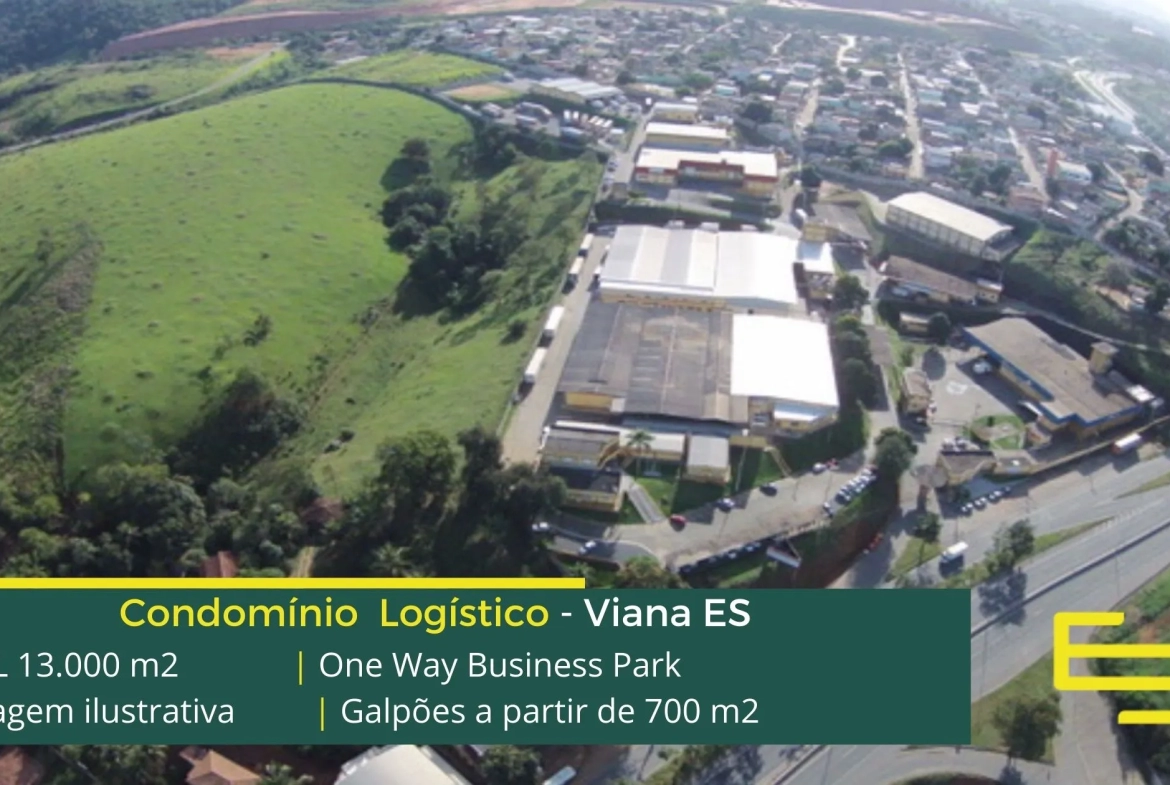 Galpão Para Locação em Viana ES - One Way Business Park. Galpões para alugar com portaria 24 horas. Módulos com docas, a partir de 700 m².