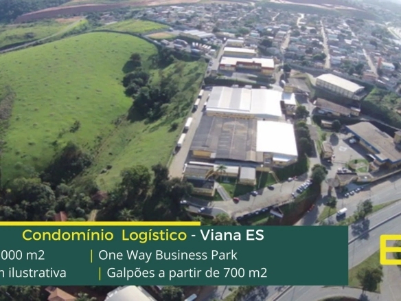 Galpão Para Locação em Viana ES - One Way Business Park. Galpões para alugar com portaria 24 horas. Módulos com docas, a partir de 700 m².