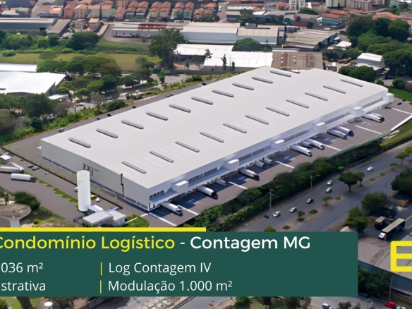 Aluguel de galpão em Contagem MG - Condomínio Log Contagem IV.  Locação de galpões em Contagem com docas, 12 metros altura, e piso industrial.