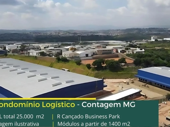 Aluguel de galpão em Contagem MG - R Cançado Business Park. Aluguel de módulos com docas. Portaria e segurança 24 horas. Pátio de manobras.
