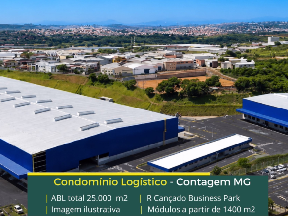Galpão logístico para alugar em Contagem MG - Condomínio RC Polos Condomínio logístico com portaria, segurança 24 goras e galpões com docas