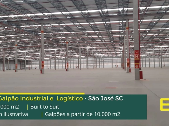 Galpão para alugar em São José SC - Built to Suit. Aluguel de Galpão Logístico e Industrial, com docas, altura de 12 metros, sprinklers etc