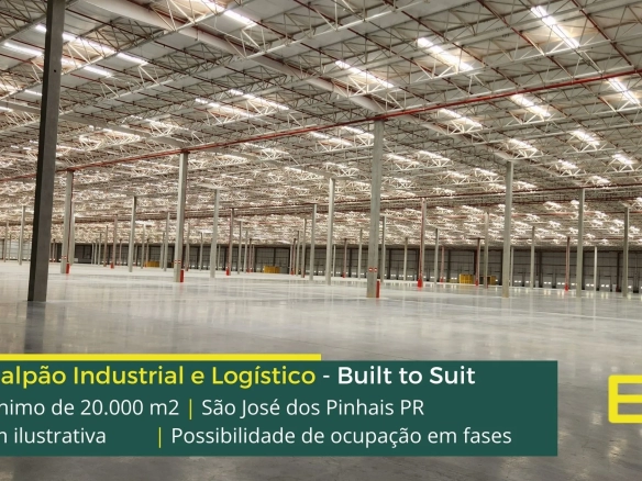 Galpão Built to Suit São José dos Pinhais PR. Aluguel de galpão logístico e industrial, docas, altura de 12 metros, piso industrial