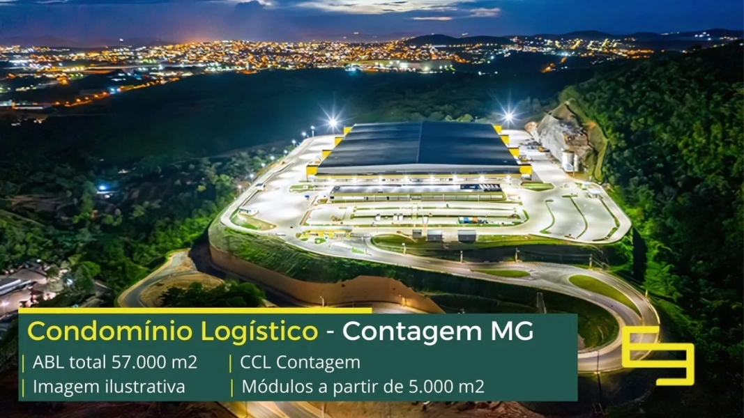 Aluguel de Galpão logístico em Contagem MG - CCL Contagem. Galpões a partir de 5.000 m2 com docas, piso industrial, altura de 12 metros