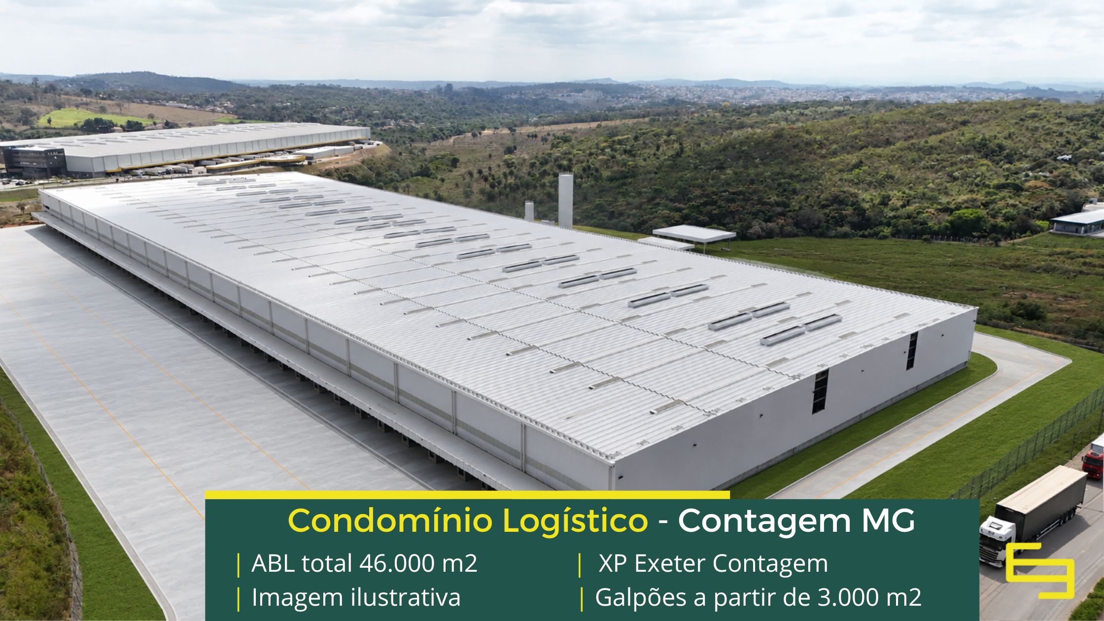 Aluguel de Galpões em Contagem MG - XP Exeter Contagem. Condomínio logístico com portaria e segurança. Galpão com docas, 12 metros de altura