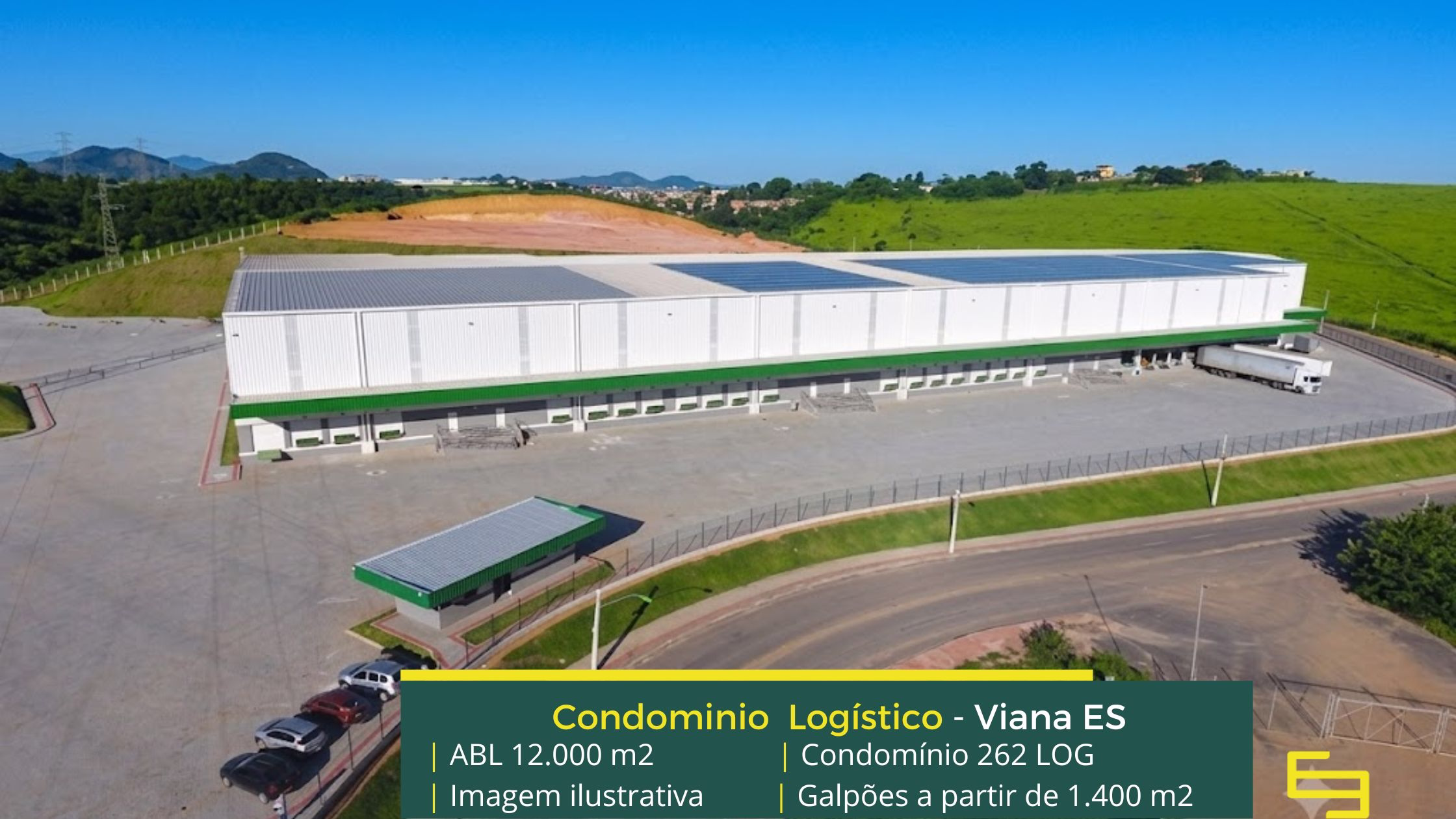 262 LOG Viana Galpões em Viana ES - Condomínio 262 LOG. Galpões modulares para locação a partir de 1300 m2, docas com niveladoras. Condomínio logístico