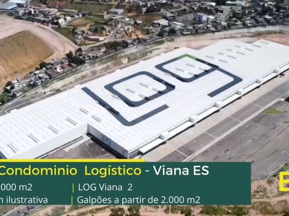 Galpões em Viana ES - LOG Viana II. Aluguel de galpão em Viana com docas, altura de 12 metros. Portaria e segurança 24 horas, CFTV, Pátio.