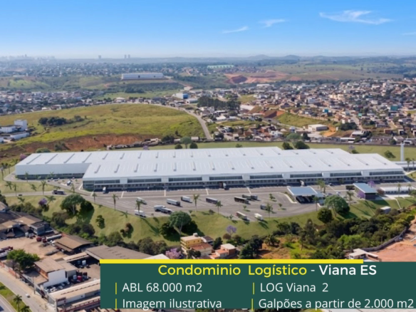 Galpões em Viana ES - LOG Viana II. Aluguel de galpão em Viana com docas, altura de 12 metros. Portaria e segurança 24 horas, CFTV, Pátio.