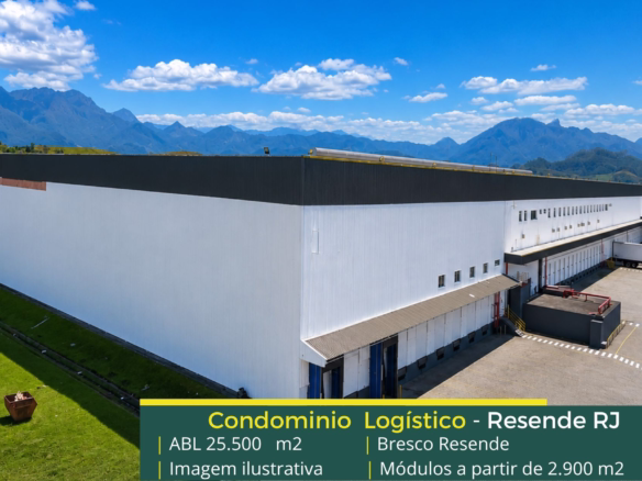 Galpões em Resende RJ - Condomínio Bresco Resende. Aluguel de galpão em Resende RJ com portaria e segurança 24 horas, docas cobertas