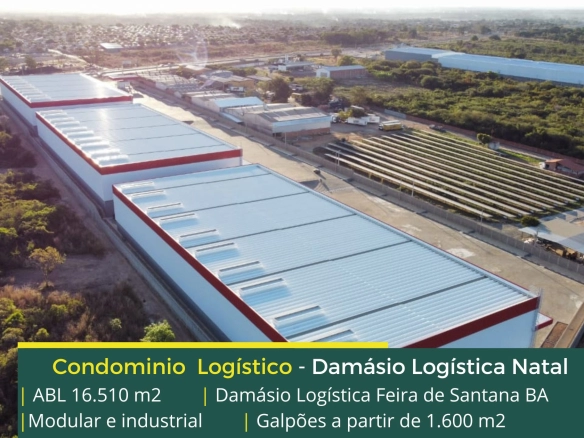 Aluguel de Galpões em Natal RN - Condomínio R Damasio. Galpão para alugar com portaria e segurança 24 horas, amplo pátio de manobras, docas