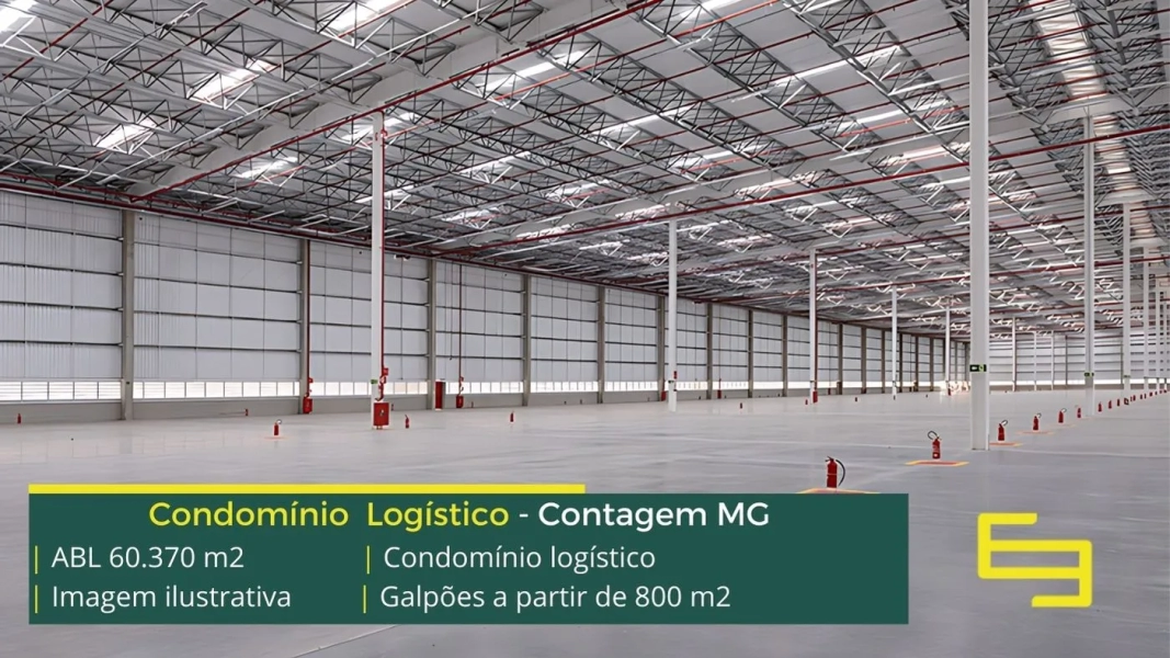 Galpões Logísticos em Contagem MG. Aluguel de galpão em condomínio logístico, docas, módulos a partir de 800 m2, piso industrial