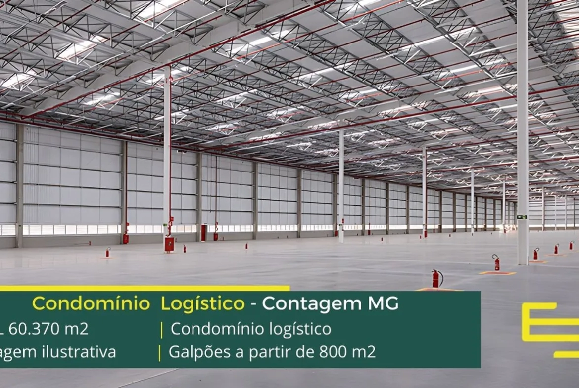 Galpões Logísticos em Contagem MG. Aluguel de galpão em condomínio logístico, docas, módulos a partir de 800 m2, piso industrial