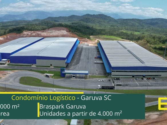 Aluguel de Galpão em Garuva - Condomínio Logístico Braspark. Módulos com docas para locação. Portaria e segurança 24 horas. Pátio asfaltado