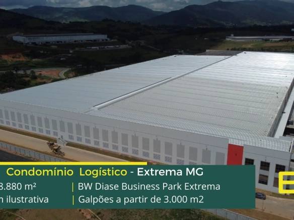 Galpão para alugar em Extrema - BW Diase Business Park. Aluguel de galpões em Extrema em condomínio com portaria e segurança, docas, pátio