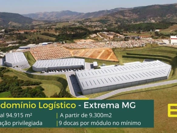 Galpão Logístico Para Locação em Extrema MG. Módulos a partir de 10.000 m2. Galpões com docas, além de portaria e segurança 24 horas