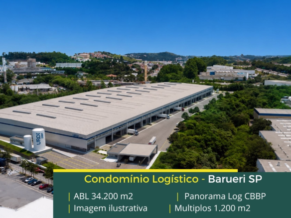 Aluguel de Galpão em Barueri SP - Panorama Log CBBP. Galpões com docas, altura 12 metros, sprinklers. Portaria e segurança 24 horas, pátio