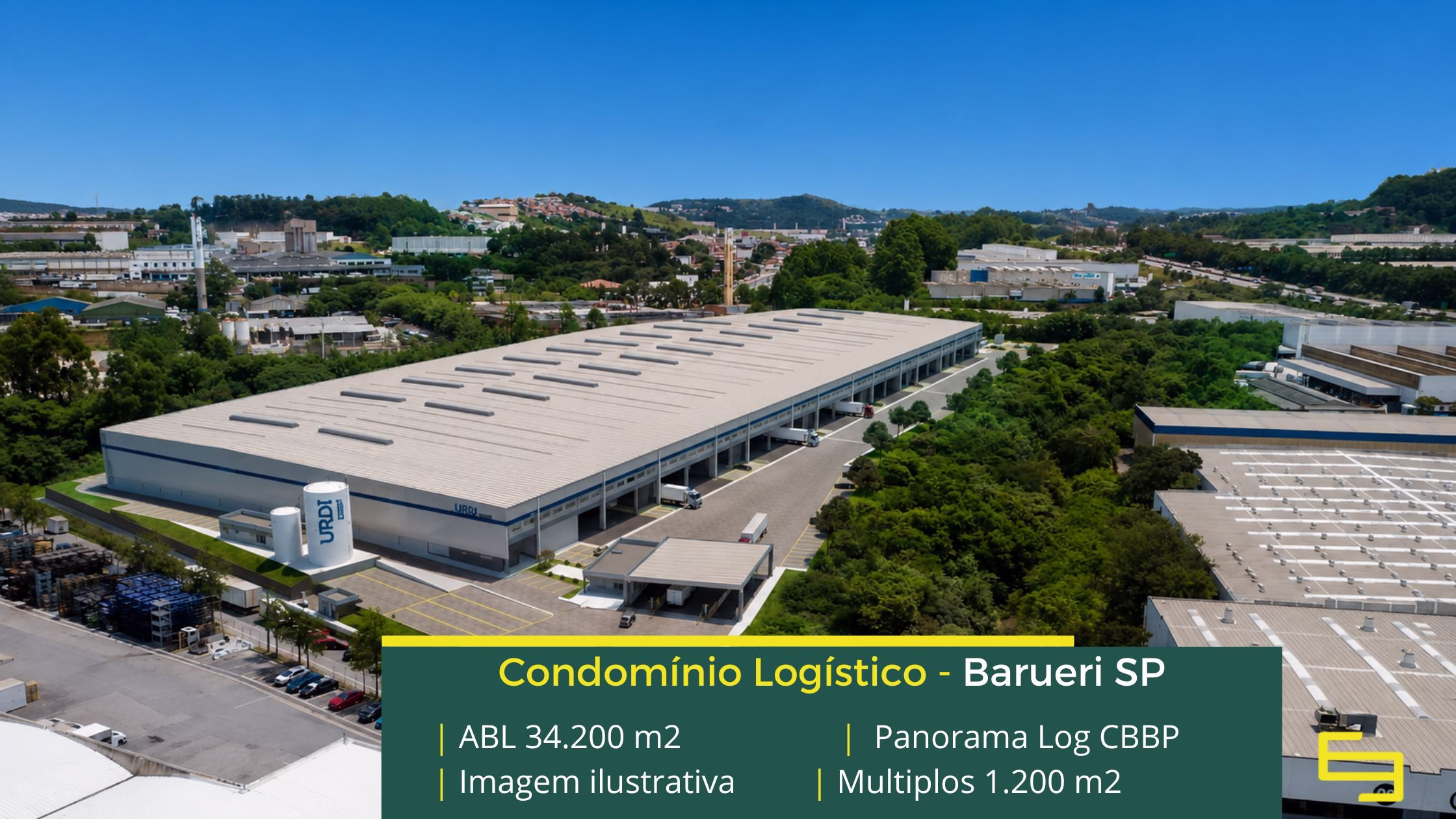Aluguel de Galpão em Barueri SP - Panorama Log CBBP. Galpões com docas, altura 12 metros, sprinklers. Portaria e segurança 24 horas, pátio