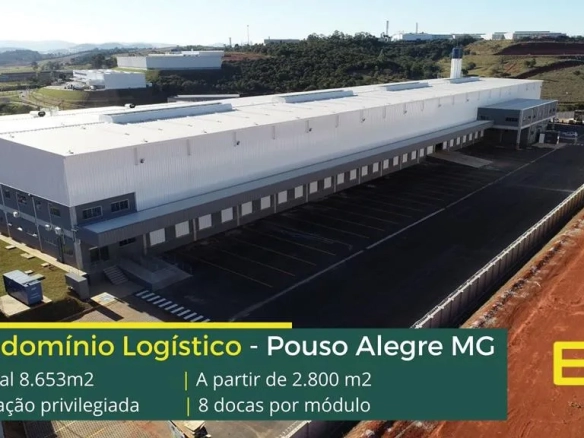 Galpão Para Alugar em Pouso Alegre. Condomínio CLPA. Módulos com docas a partir de 2800 m2. Condomínio com portaria e segurança. Amplo pátio
