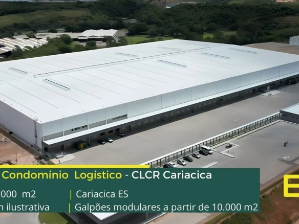 Galpões em Vitória ES - CLCR Cariacica. Aluguel de galpão com docas, altura de 12 metros, portaria e segurança 24 horas, amplo pátio