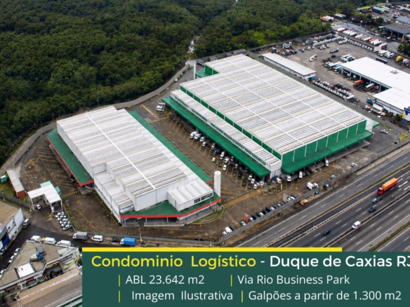 Locação Galpão Duque de Caxias - Via Rio Business Park. Portaria e Segurança 24 horas, Docas e Amplo Pátio Asfaltado, pé direito 12 metros.