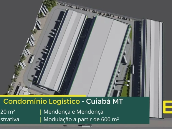 Galpões em Cuiabá MT - Condomínio Mendonça e Mendonça. Galpão em Cuiabá MT em condomínio com portaria e segurança 24 horas, docas e pátio