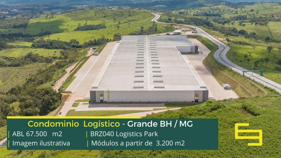 Galpão Para Alugar na Grande BH - BRZ040 Logistics Park. Docas para carga e descarga, altura de 12 metros, piso industrial, Modulares.