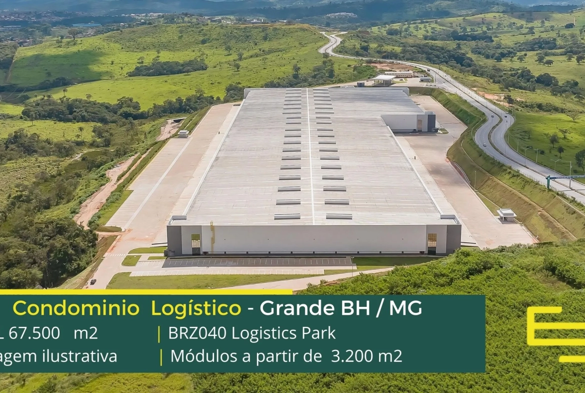Galpão Para Alugar na Grande BH - BRZ040 Logistics Park. Aluguel de galpões em Belo Horizonte com docas , piso industrial, altura 12 metros
