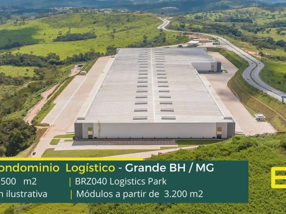Galpão Para Alugar na Grande BH - BRZ040 Logistics Park. Aluguel de galpões em Belo Horizonte com docas , piso industrial, altura 12 metros